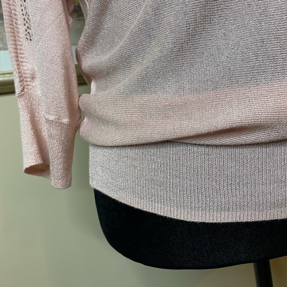 Dress Barn Pink Sweater w/Cold Shoulder Sleeves - Picture 5 of 8